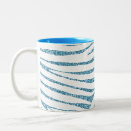 Aqua Faux Glitter Zebra Print Tweekleurige Koffiemok