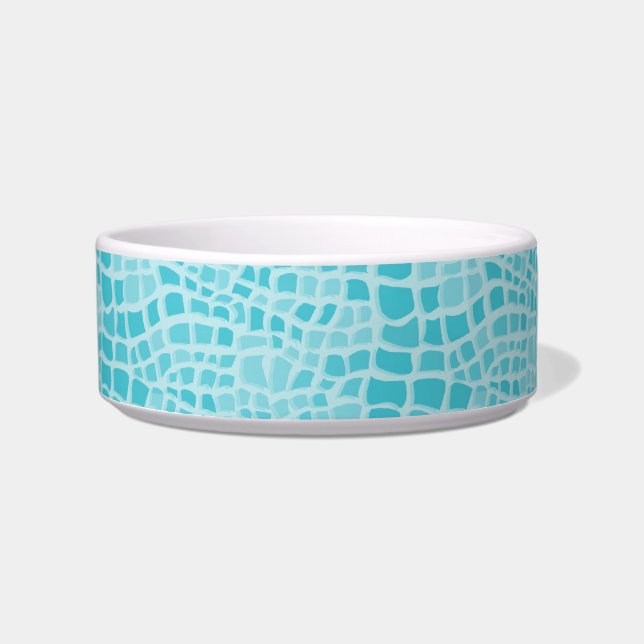 Aqua Faux Snake Skin Pattern Pet Bowls Voerbakje (Voorkant)