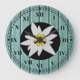 Aqua Faux Wood & Edelweiss Grote Klok