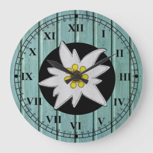 Aqua Faux Wood & Edelweiss Grote Klok