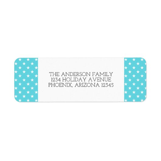 Aqua Festive Stars Holiday Adresetiketten Etiket (Voorkant)