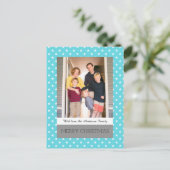 Aqua Festive Stars Holiday Photo Briefkaart (Staand voorkant)