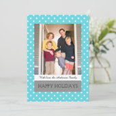 Aqua Festive Stars Holiday Photo Flat Kaart (Staand voorkant)