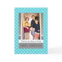 Aqua Festive Stars Holiday Photo Wenskaart
