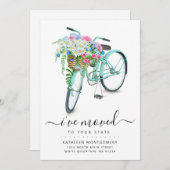 Aqua Fiets Daisy Bloemenmand Verhuizen Aankondiging (Voorkant / Achterkant)