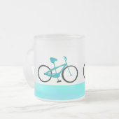 Aqua fiets matglas koffiemok (Voorkant links)
