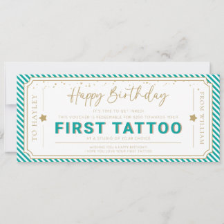 Aqua First Tattoo Verjaardagscadeau Gift Card Kaart