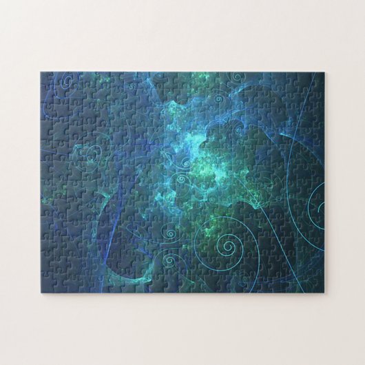 Aqua Flame Fractal Jigzaag Puzzle Legpuzzel (Horizontaal)