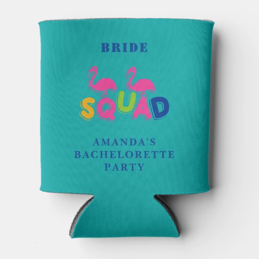 Aqua Flamingo Bride Squad Bachelorette Koelbox Blikjeskoeler (Voorkant)