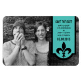 Aqua Fleur De Lis Banner bewaart de Magnet Datum Magneet (Horizontaal)