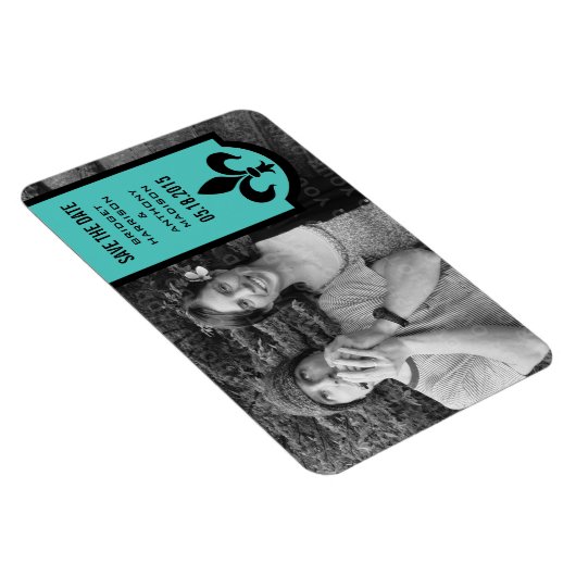 Aqua Fleur De Lis Banner bewaart de Magnet Datum Magneet (Rechterzijde)