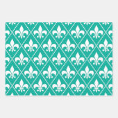 Aqua Fleur de Lis Inpakpapier Vel (Voorkant 3)