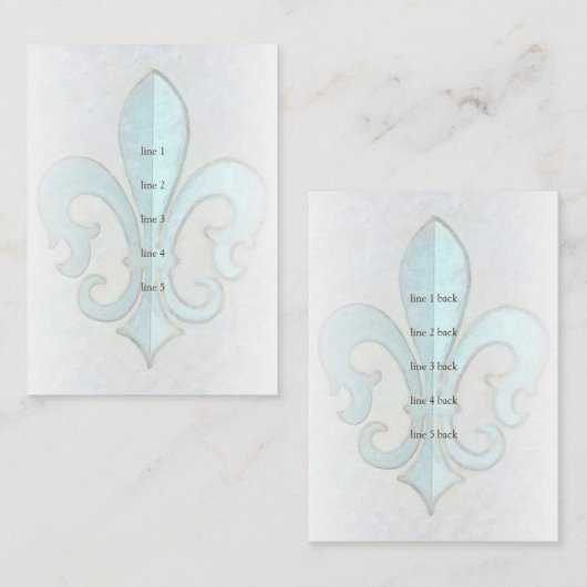 Aqua Fleur de Lis Plaats Kaart (Voorkant / Achterkant)