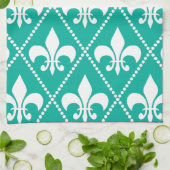 Aqua Fleur de Lis Theedoek (Gevouwen)