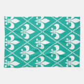 Aqua Fleur de Lis Theedoek (Horizontaal)