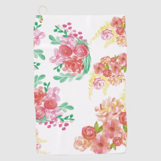 Aqua fleur golfhanddoek (Voorkant)