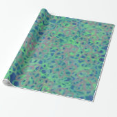 Aqua floral Abstract Design Cadeaupapier (Uitgerold)