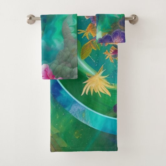 Aqua Floral Abstracte onderwatertuin Bad Handdoek (Insitu)