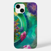 Aqua Floral Abstracte onderwatertuin Case-Mate iPhone Case (Achterkant)
