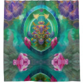 Aqua Floral Abstracte onderwatertuin Douchegordijn (Voorkant)