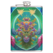 Aqua Floral Abstracte onderwatertuin Heupfles (Voorkant)