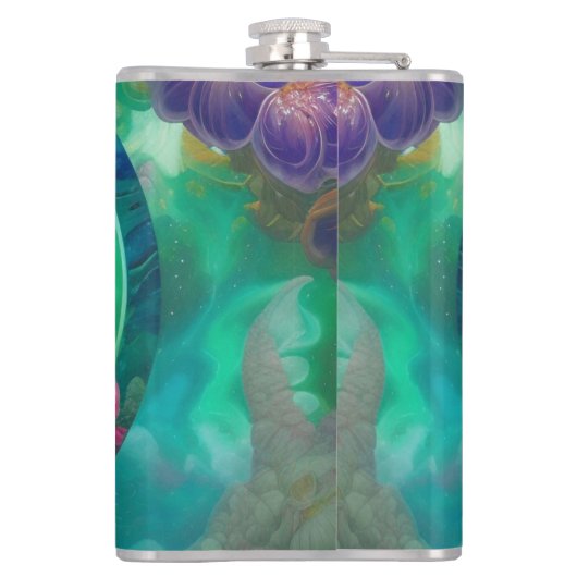 Aqua Floral Abstracte onderwatertuin Heupfles (Achterkant)