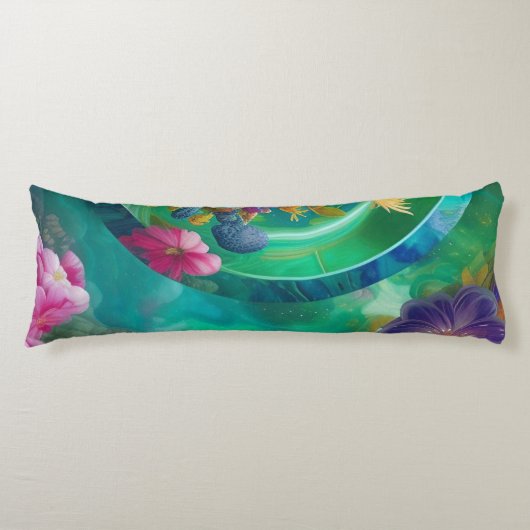 Aqua Floral Abstracte onderwatertuin Lichaamskussen (Voorkant)