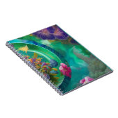 Aqua Floral Abstracte onderwatertuin Notitieboek (Rechterzijde)