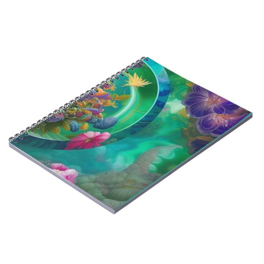 Aqua Floral Abstracte onderwatertuin Notitieboek (Linkerzijde)