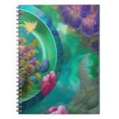 Aqua Floral Abstracte onderwatertuin Notitieboek (Voorkant)