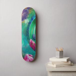 Aqua Floral Abstracte onderwatertuin Persoonlijk Skateboard
