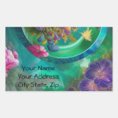 Aqua Floral Abstracte onderwatertuin Rechthoekige Sticker (Voorkant)