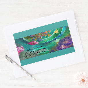 Aqua Floral Abstracte onderwatertuin Rechthoekige Sticker