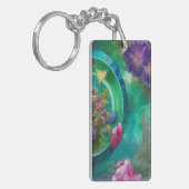 Aqua Floral Abstracte onderwatertuin Sleutelhanger (Voorkant Links)