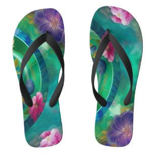 Aqua Floral Abstracte onderwatertuin Teenslippers