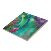 Aqua Floral Abstracte onderwatertuin Tegeltje (Zijkant)