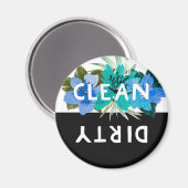  Aqua Floral CLEAN DIRTY Dishwasher Magnet (Voorkant / Achterkant)