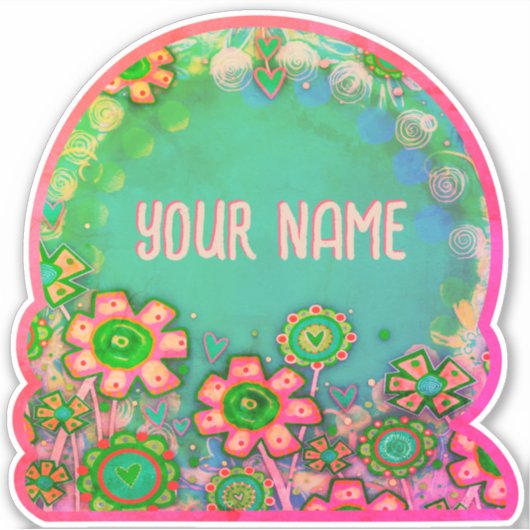 Aqua Floral Custom Inspirivity Sticker (Voorkant)