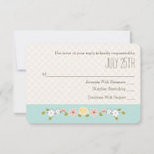 Aqua Floral Dove Wedding RSVP-reactiekaarten RSVP Kaartje (Achterkant)