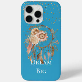 Aqua Floral Feathers Dream Catcher iPhone 15 Pro Max Hoesje