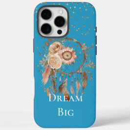 Aqua Floral Feathers Dream Catcher iPhone 15 Pro Max Hoesje