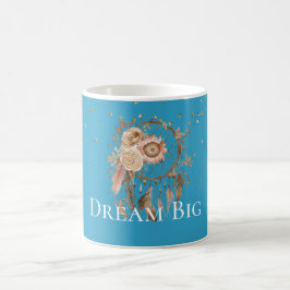 Aqua Floral Feathers Dream Catcher Koffiemok