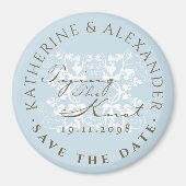 Aqua Floral Flourish Tying the Knot Magnet (Voorkant)