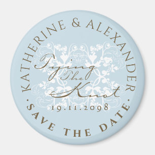 Aqua Floral Flourish Tying the Knot Magnet