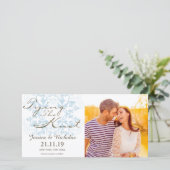 Aqua Floral Flourish Tying the Knot Photo Card Save The Date (Staand voorkant)