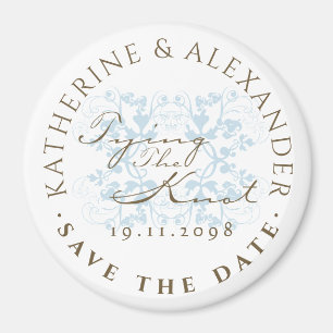 Aqua Floral Flourish Tying the Knot STD Magnet