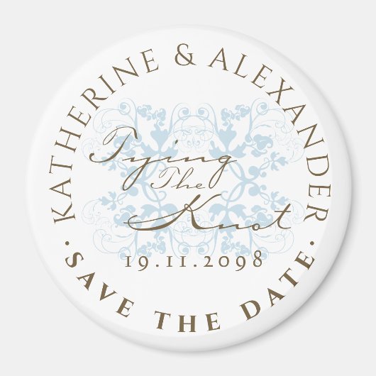 Aqua Floral Flourish Tying the Knot STD Magnet (Voorkant)