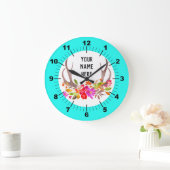 Aqua Floral Large Clock Grote Klok (Huis)