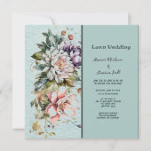 Aqua Floral Lawn Bruiloft Kaart (Voorkant)