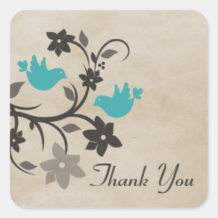 Aqua Floral Lovevogels Dank je Stickers